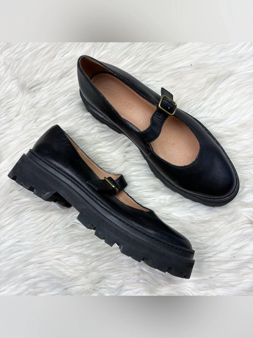 Madewell The Freya Platform Lugsole Mary Jane True Black Leather Size 8.5 - Picture 4 of 12
